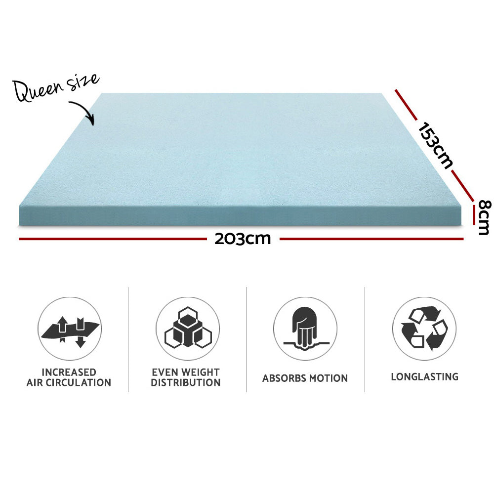 Marlook Bedding Memory Foam Mattress Topper Cool Gel 8cm Queen