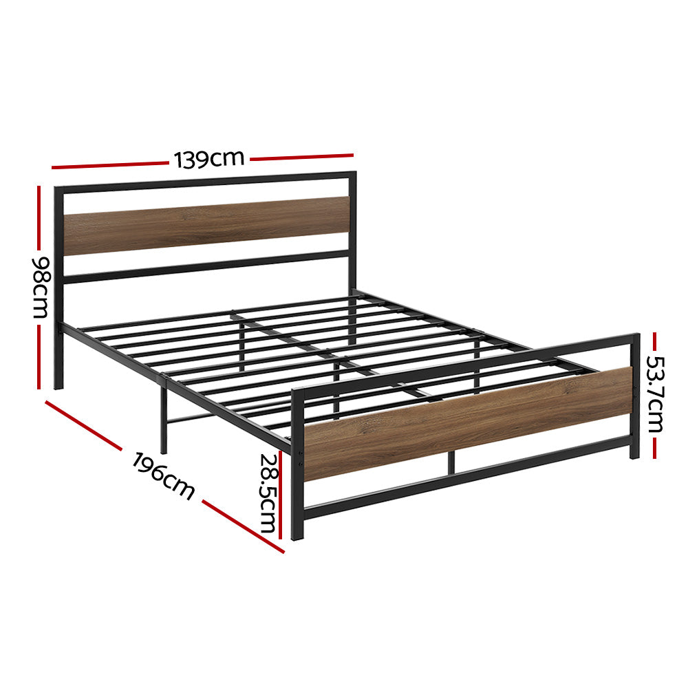Marlook Bed Frame Double Size Metal Base Mattress Platform Foundation Black DREW