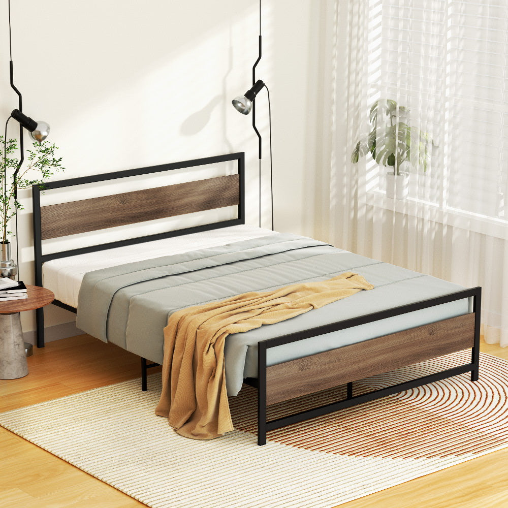 Marlook Bed Frame Double Size Metal Base Mattress Platform Foundation Black DREW
