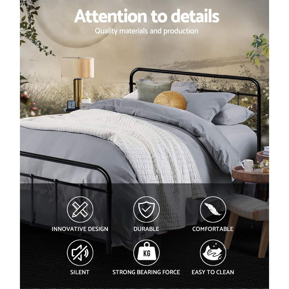 Marlook Bed Frame Metal Frames LEO - Double (Black)