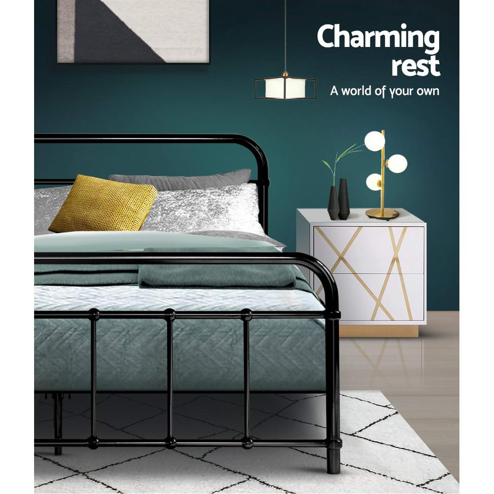 Marlook Bed Frame Metal Frames LEO - Double (Black)