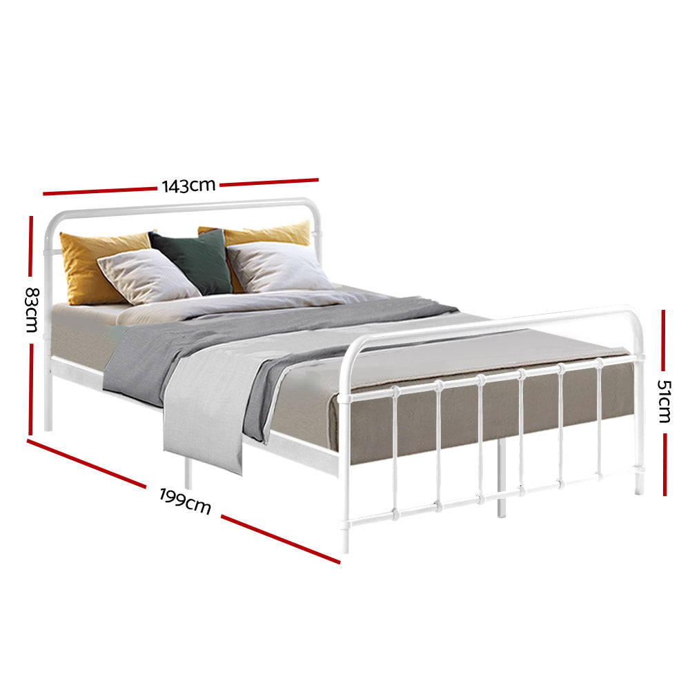 Marlook Bed Frame Metal Frames LEO - Double (White)