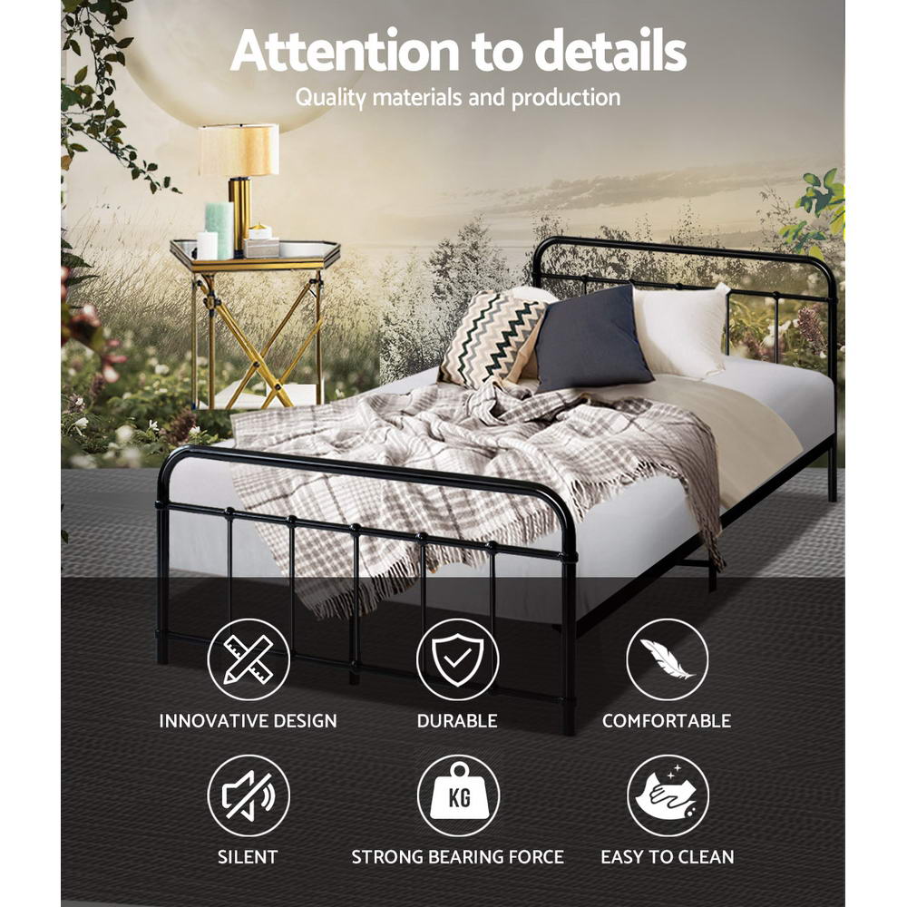 Marlook Bed Frame Metal Frames LEO - King Single(Black)