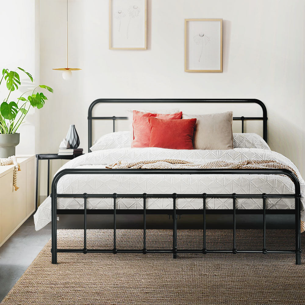 Marlook Bed Frame Metal Frames LEO - Queen (Black)