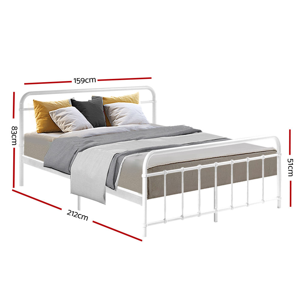 Marlook Bed Frame Metal Frames LEO - Queen (White)