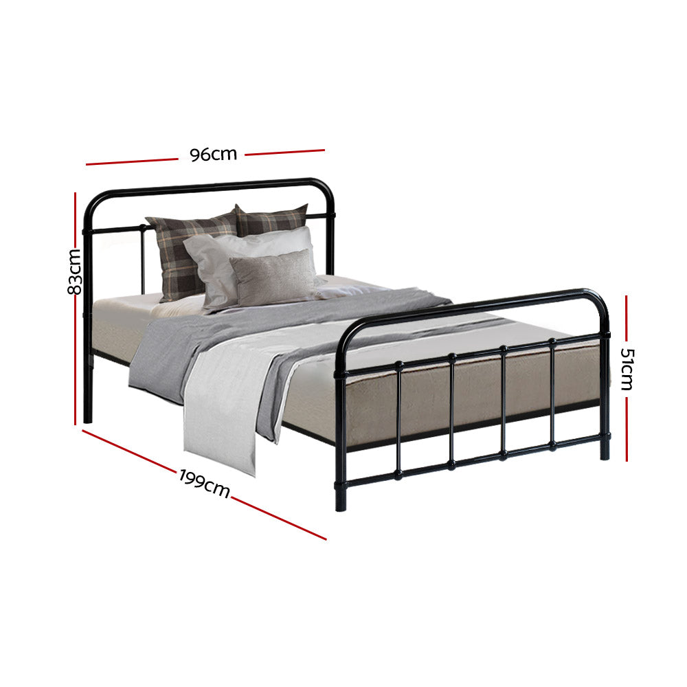 Marlook Bed Frame Metal Frames LEO - Single (Black)