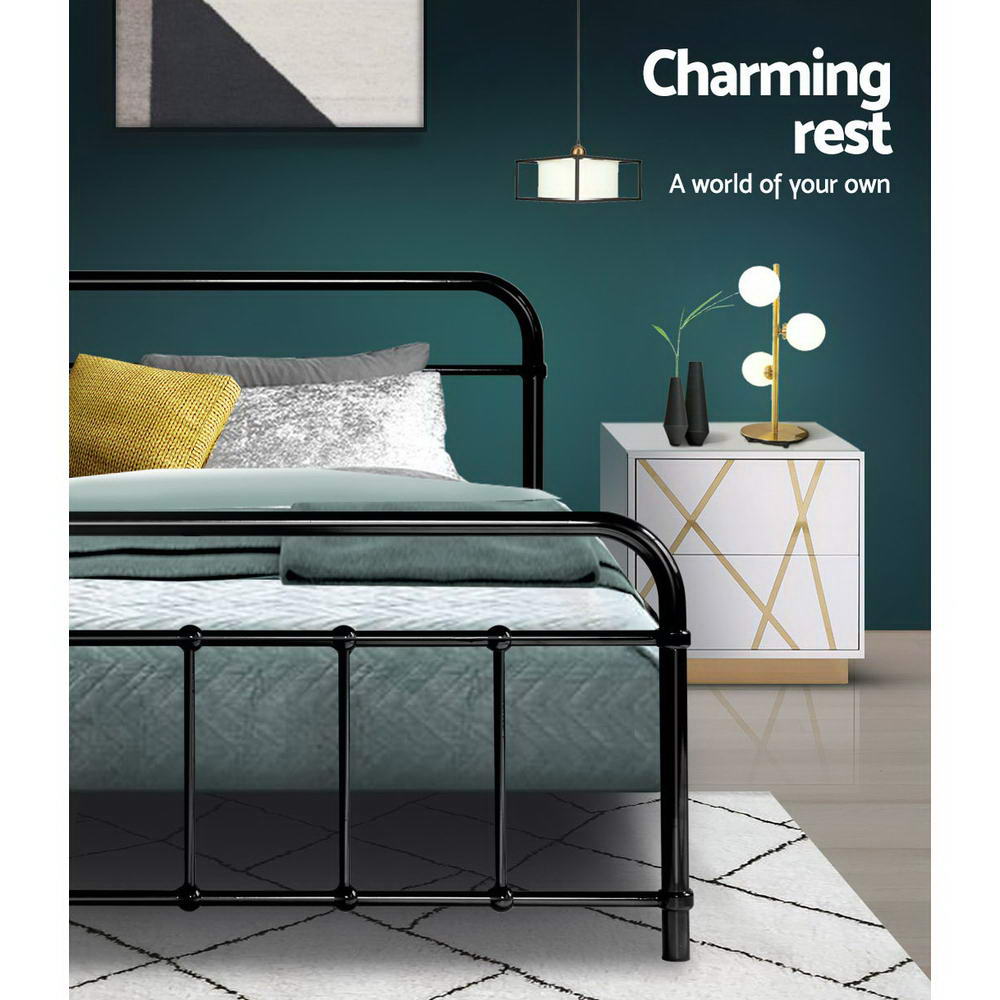 Marlook Bed Frame Metal Frames LEO - Single (Black)