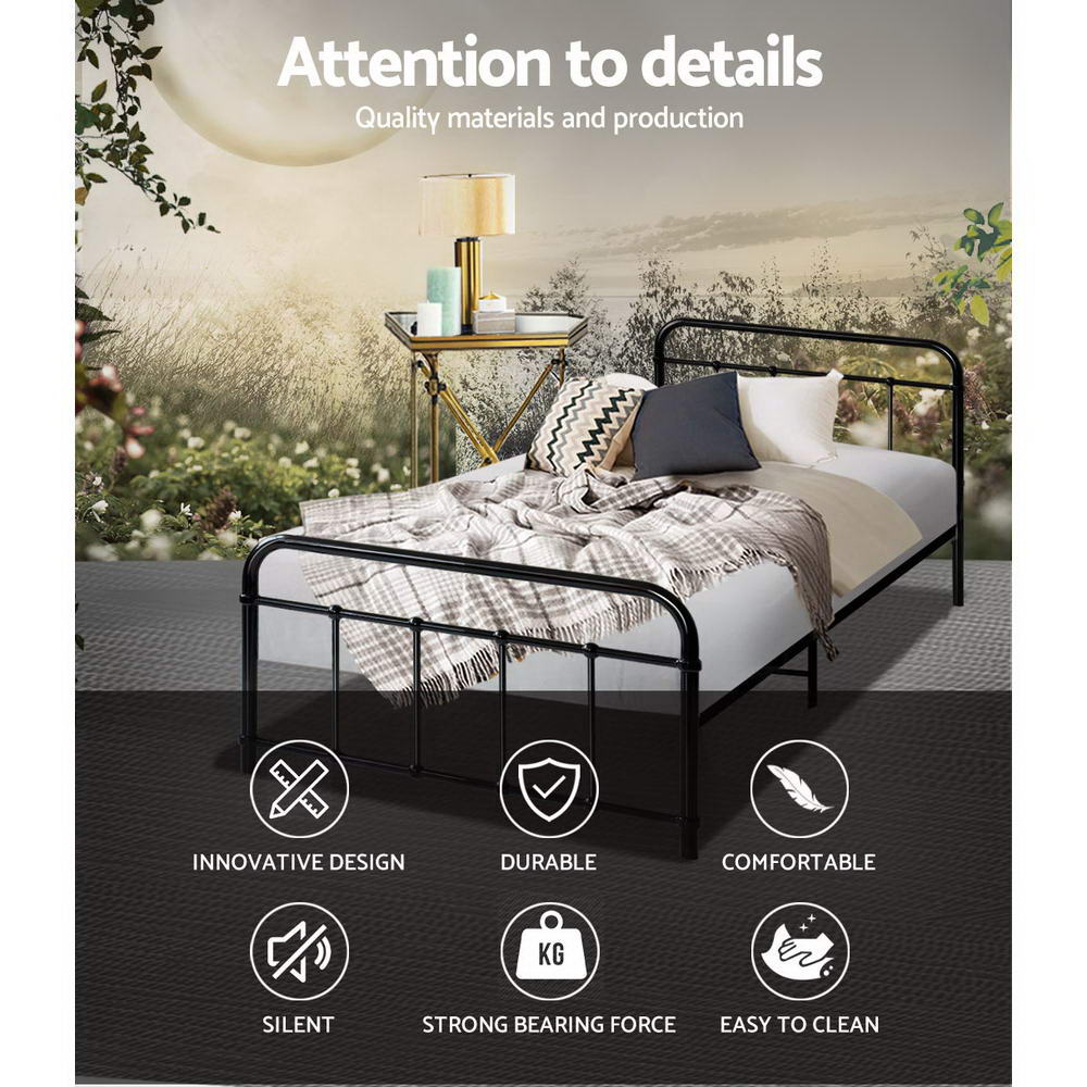 Marlook Bed Frame Metal Frames LEO - Single (Black)