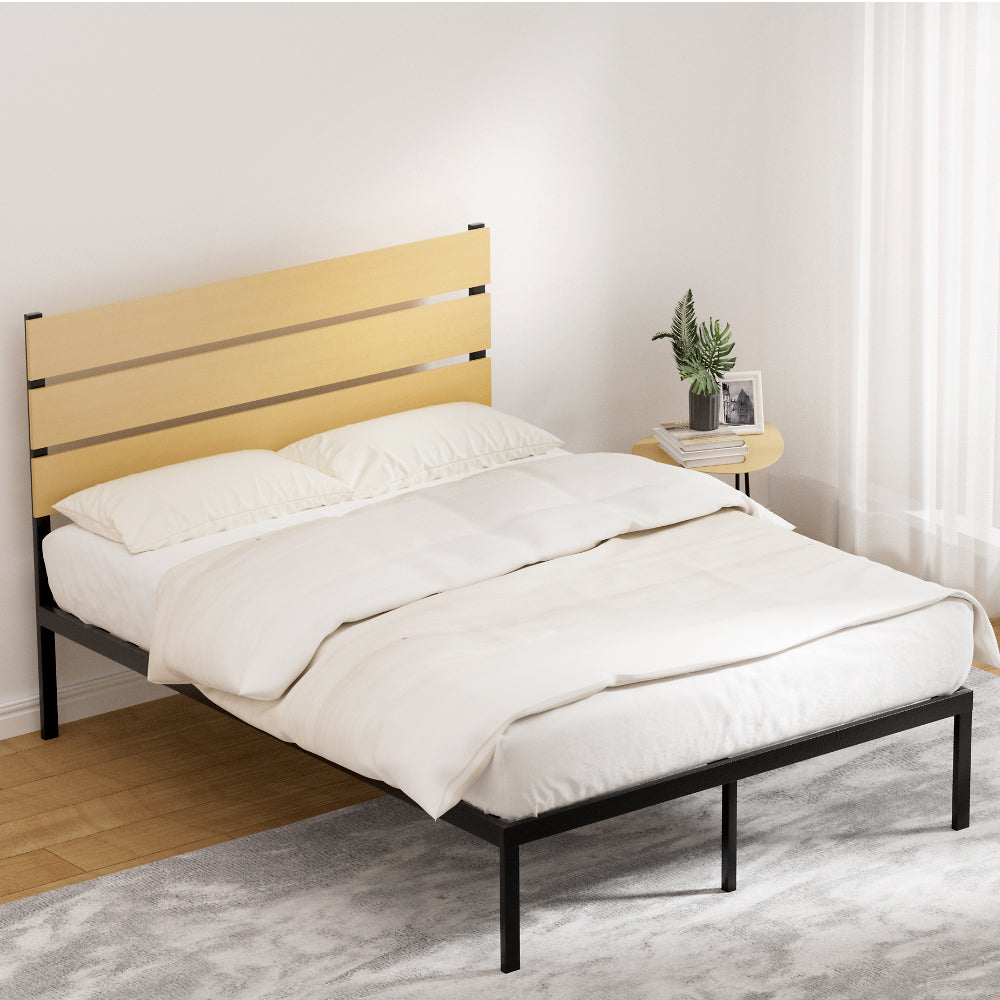 Marlook Bed Frame Double Size Metal Base Mattress Platform Foundation Black PAULA
