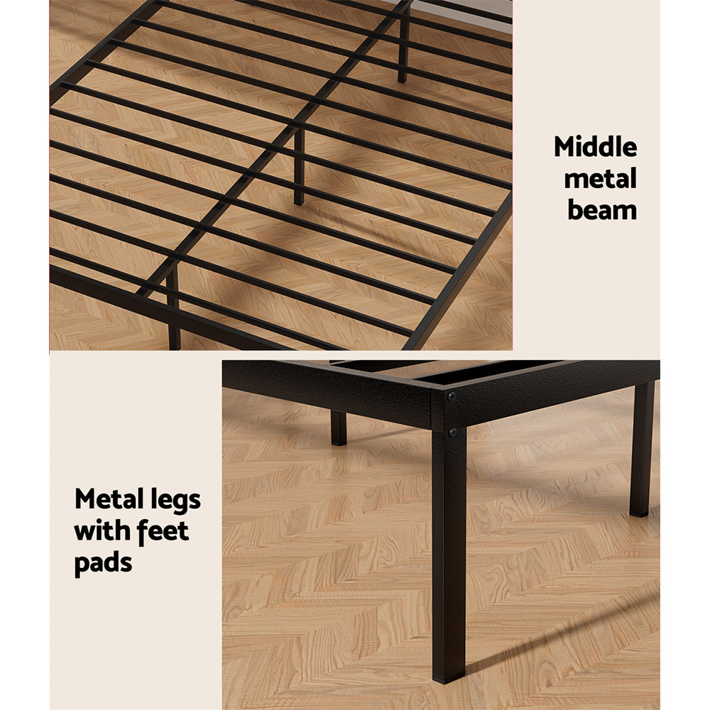 Marlook Bed Frame Double Size Metal Base Mattress Platform Foundation Black PAULA
