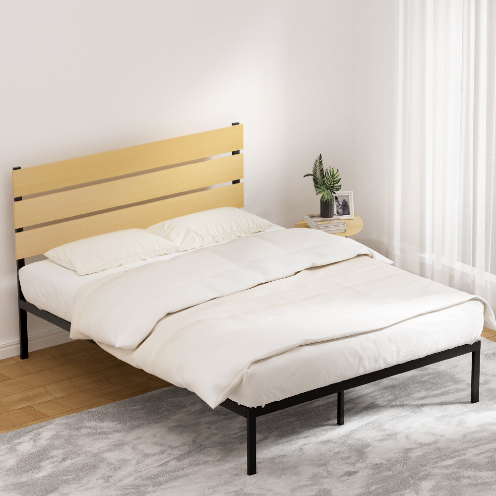Marlook Bed Frame Queen Size Metal Base Mattress Platform Foundation Black PAULA