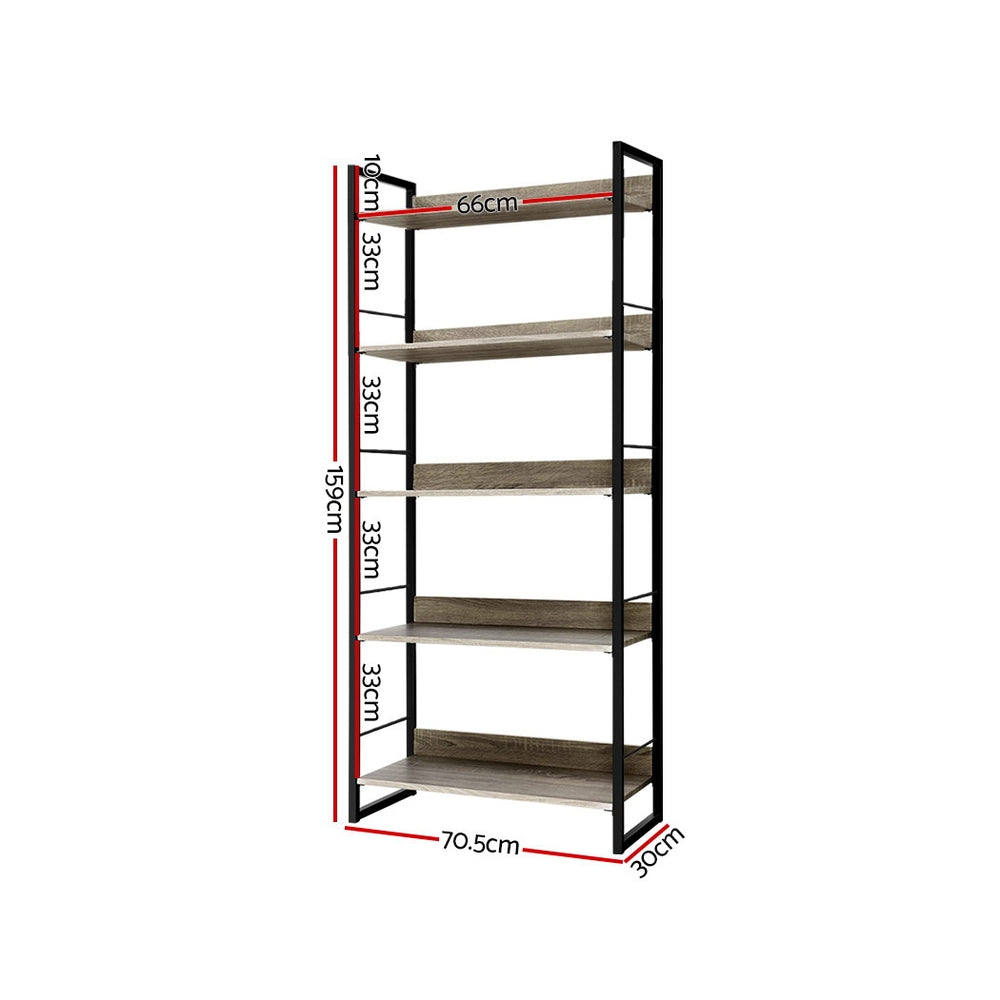 Marlook Bookshelf 5 Tiers - NOE Black and Oak
