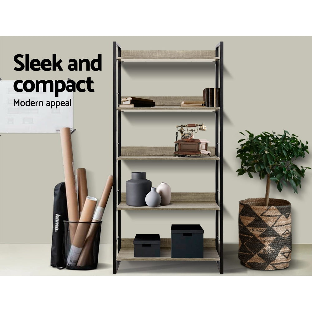 Marlook Bookshelf 5 Tiers - NOE Black and Oak