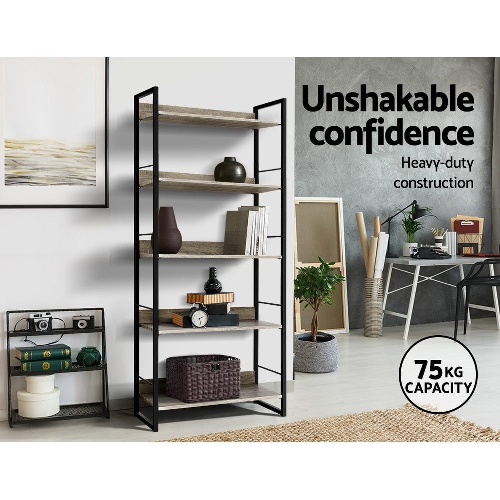 Marlook Bookshelf 5 Tiers - NOE Black and Oak