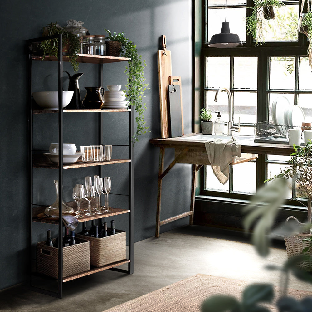 Marlook Bookshelf 5 Tiers - NOE Black and Oak