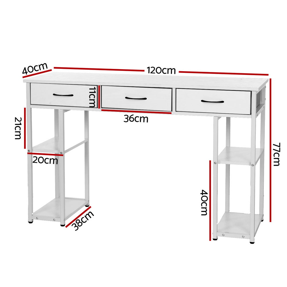 Marlook Computer Desk Drawer Shelves Study Table 120CM White