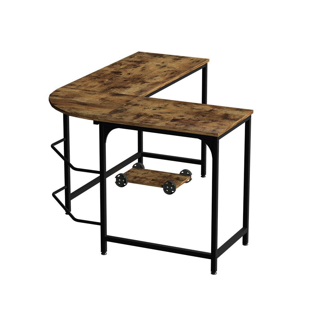 Marlook Computer Desk L-Shape CPU Stand Brown 147CM