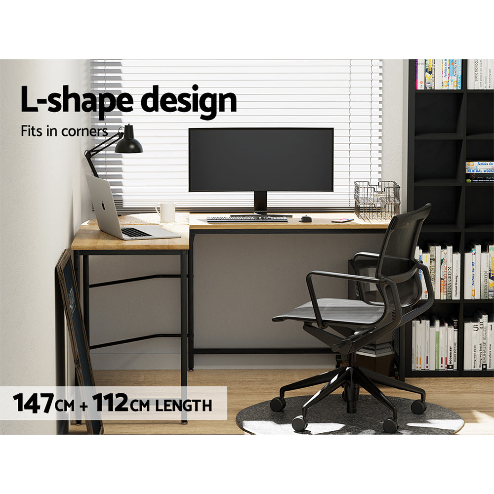 Marlook Computer Desk L-Shape CPU Stand Oak 147CM