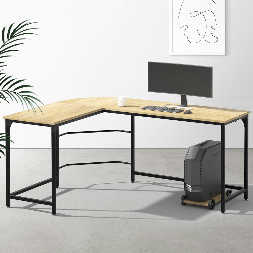 Marlook Computer Desk L-Shape CPU Stand Oak 147CM