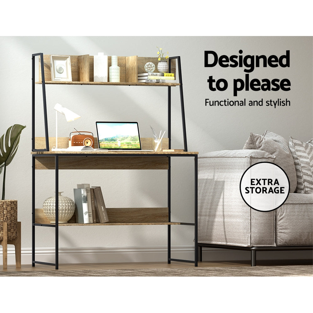 Marlook Computer Desk Bookshelf Storage 100CM Oak