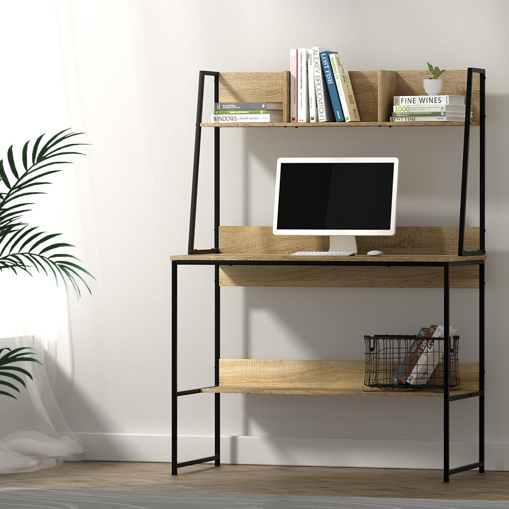 Marlook Computer Desk Bookshelf Storage 100CM Oak