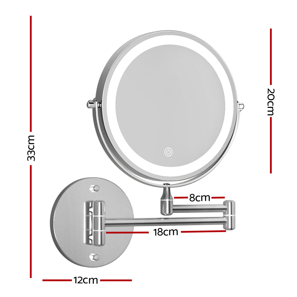 Marlook Extendable Makeup Mirror 10X Magnifying Double-Sided Bathroom Silver