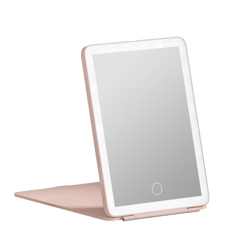 Marlook Compact Makeup Mirror w/ LED Light Portable Foldable Travel Beauty Pink