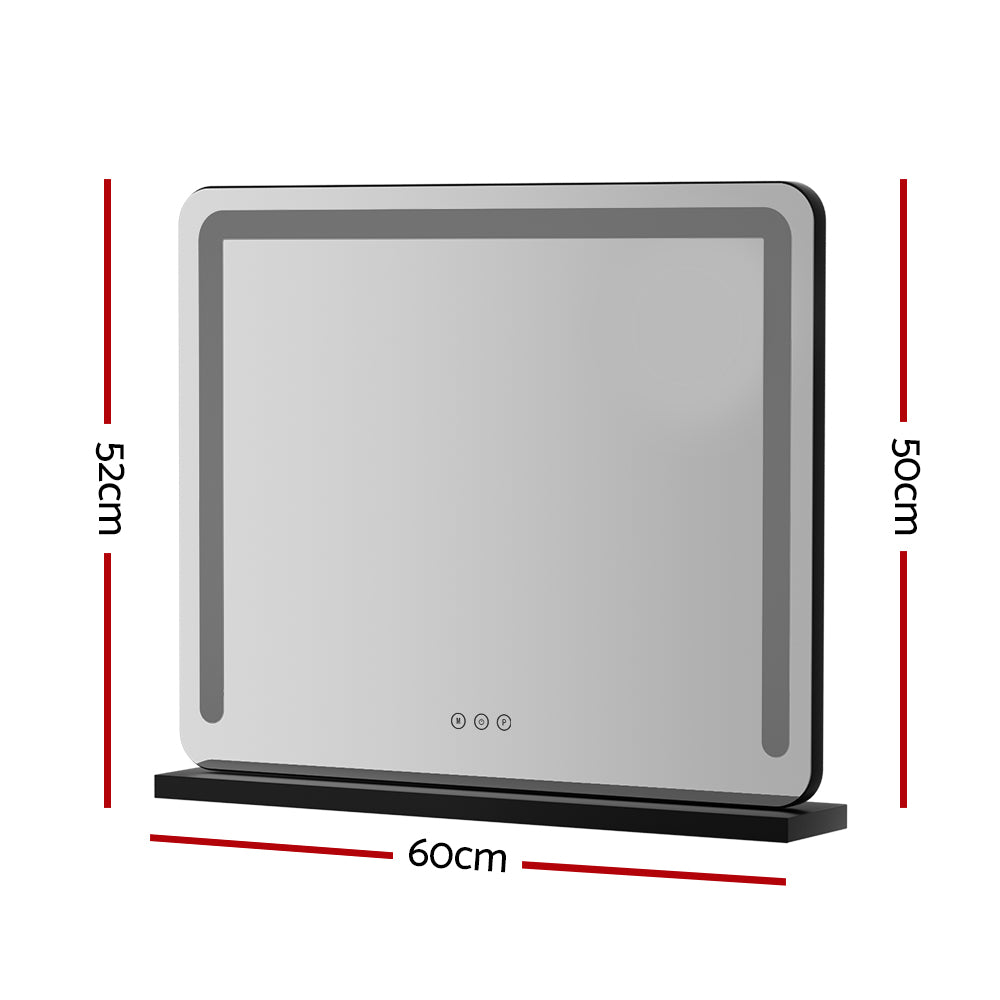 Marlook Makeup Mirror 60x50cm Hollywood Vanity with LED Light Tabletop Black