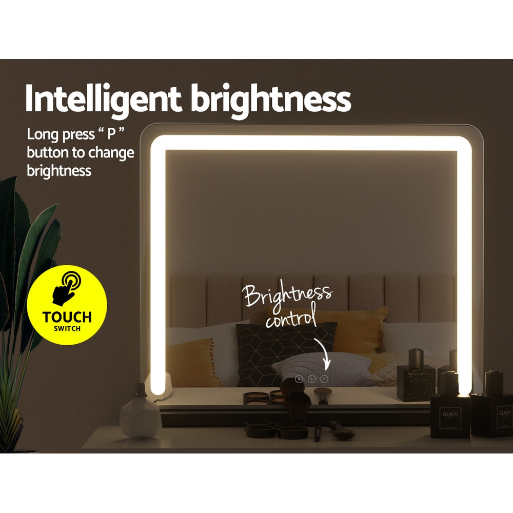 Marlook Makeup Mirror 60x50cm Hollywood Vanity with LED Light Tabletop Black