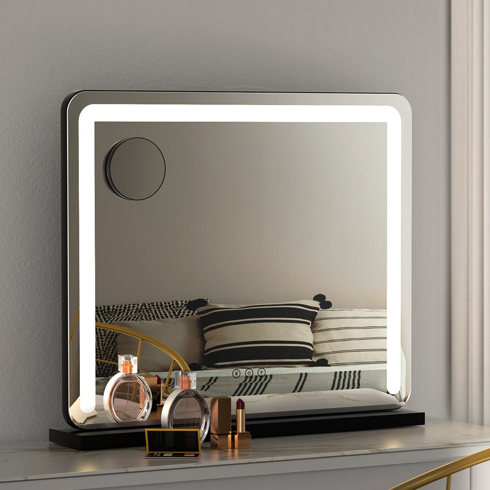 Marlook Makeup Mirror 60x50cm Hollywood Vanity with LED Light Tabletop Black