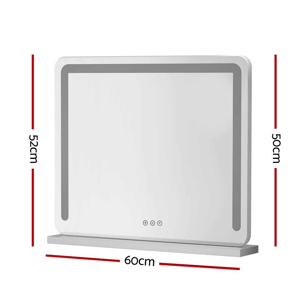 Marlook Makeup Mirror 60x50cm Hollywood Vanity with LED Light Tabletop White