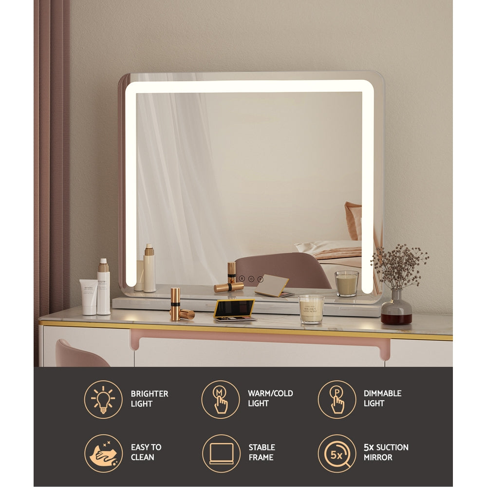 Marlook Makeup Mirror 60x50cm Hollywood Vanity with LED Light Tabletop White