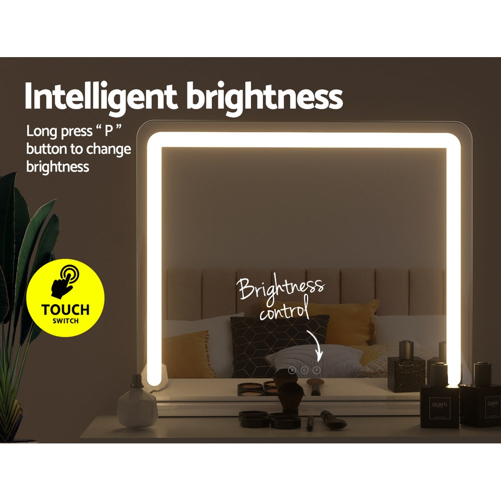 Marlook Makeup Mirror 60x50cm Hollywood Vanity with LED Light Tabletop White