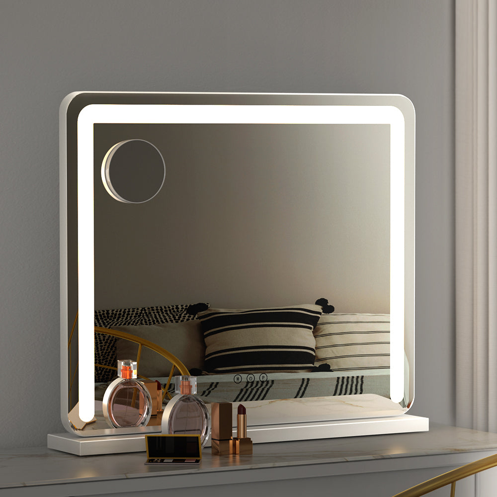 Marlook Makeup Mirror 60x50cm Hollywood Vanity with LED Light Tabletop White