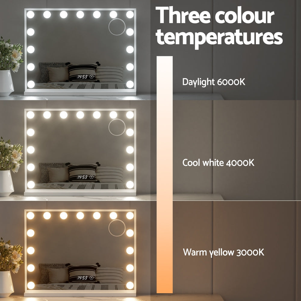 Marlook Makeup Mirror 58x45cm Hollywood Vanity with LED Light Tabletop White