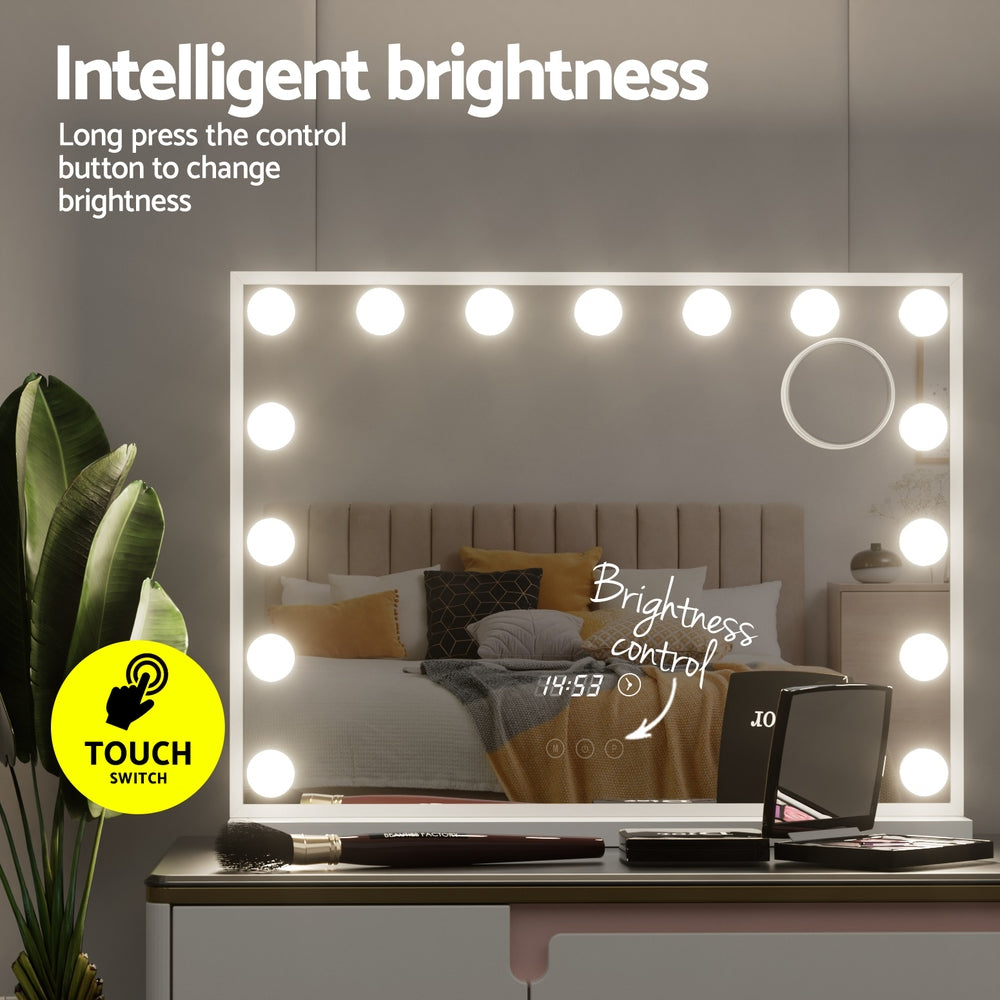 Marlook Makeup Mirror 58x45cm Hollywood Vanity with LED Light Tabletop White