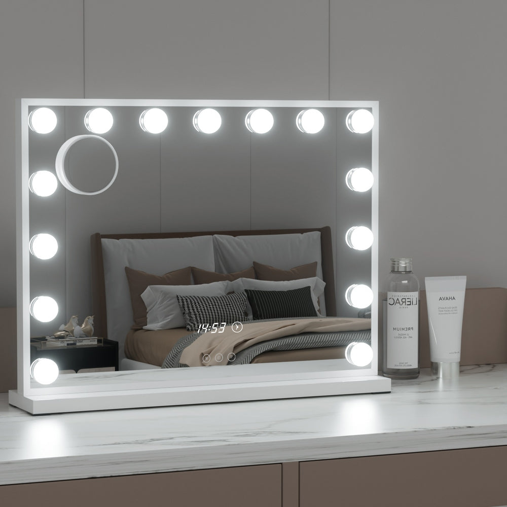 Marlook Makeup Mirror 58x45cm Hollywood Vanity with LED Light Tabletop White