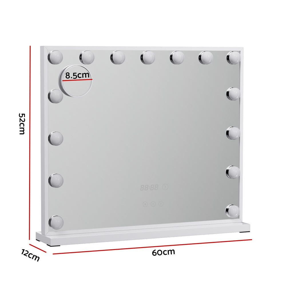 Marlook Makeup Mirror 60x52cm Hollywood Vanity with LED Light Tabletop White
