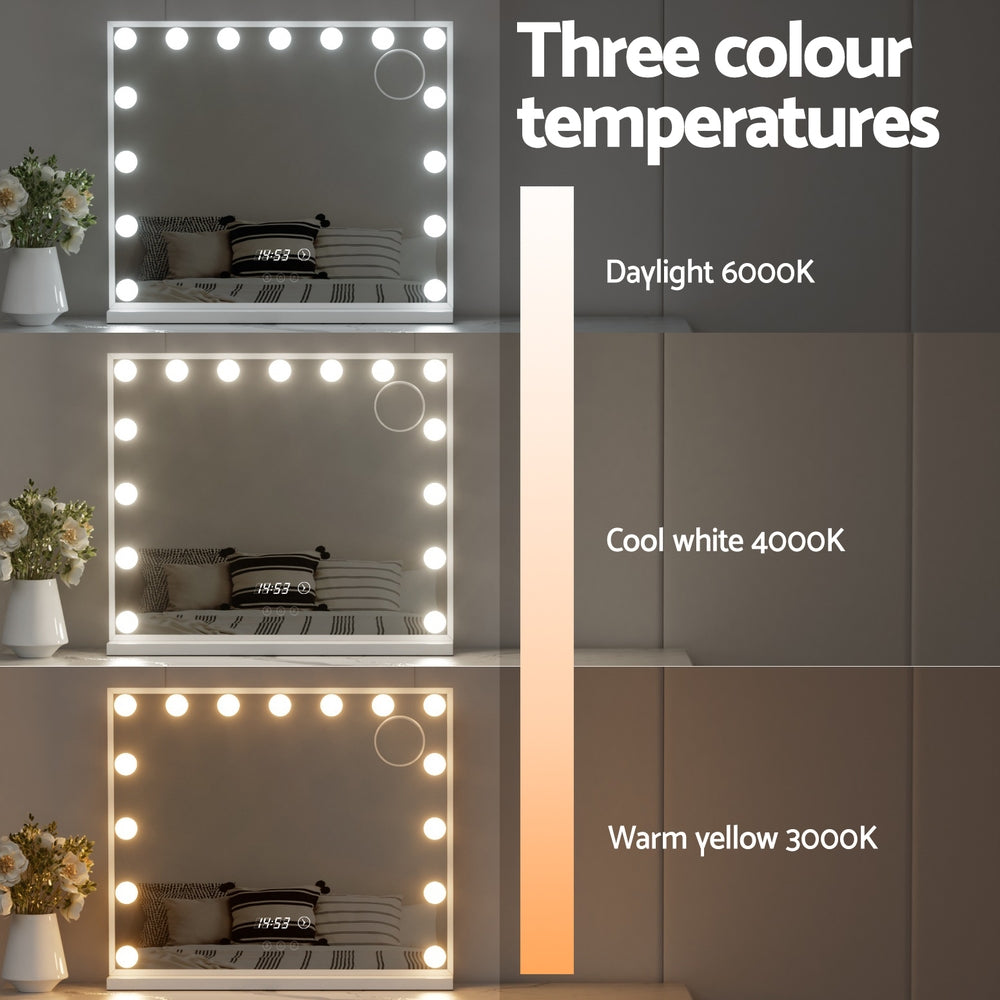 Marlook Makeup Mirror 60x52cm Hollywood Vanity with LED Light Tabletop White