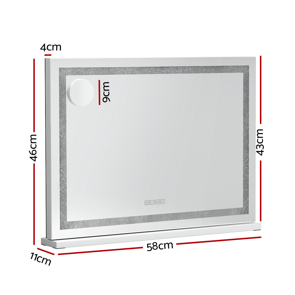 Marlook Bluetooth Makeup Mirror 58x46cm Hollywood Vanity with LED Light Crystal