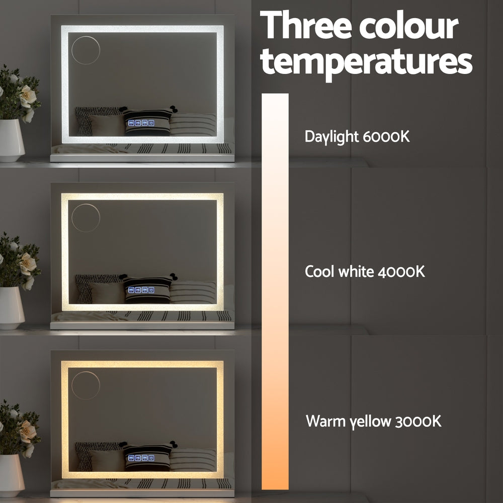 Marlook Bluetooth Makeup Mirror 58x46cm Hollywood Vanity with LED Light Crystal