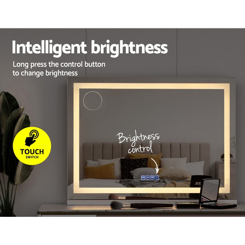 Marlook Bluetooth Makeup Mirror 80x58cm Hollywood Vanity with LED Light Crystal
