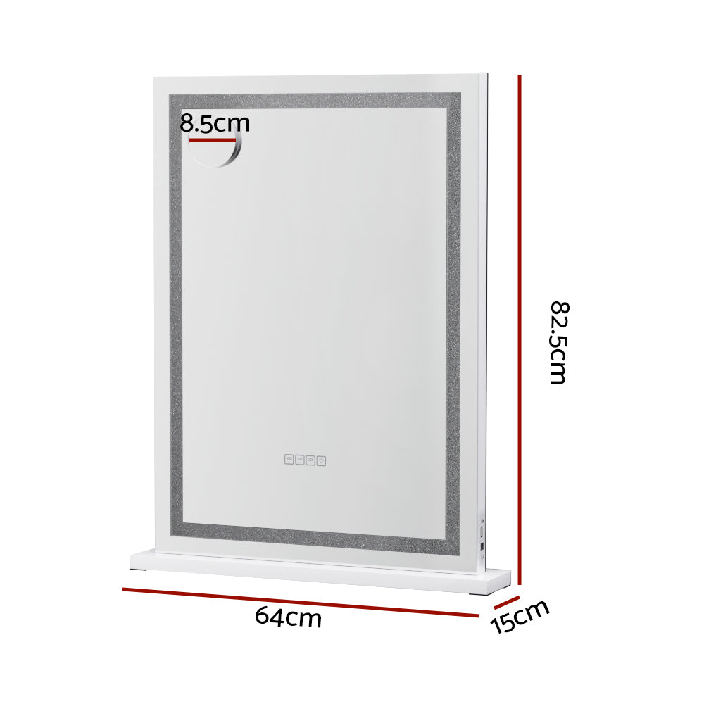 Marlook Bluetooth Makeup Mirror 58x80cm Hollywood Vanity with LED Light Crystal