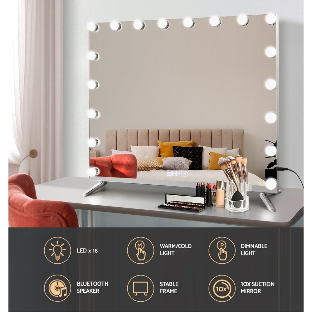 Marlook Bluetooth Makeup Mirror 80x65cm Hollywood Vanity with LED Light Wall
