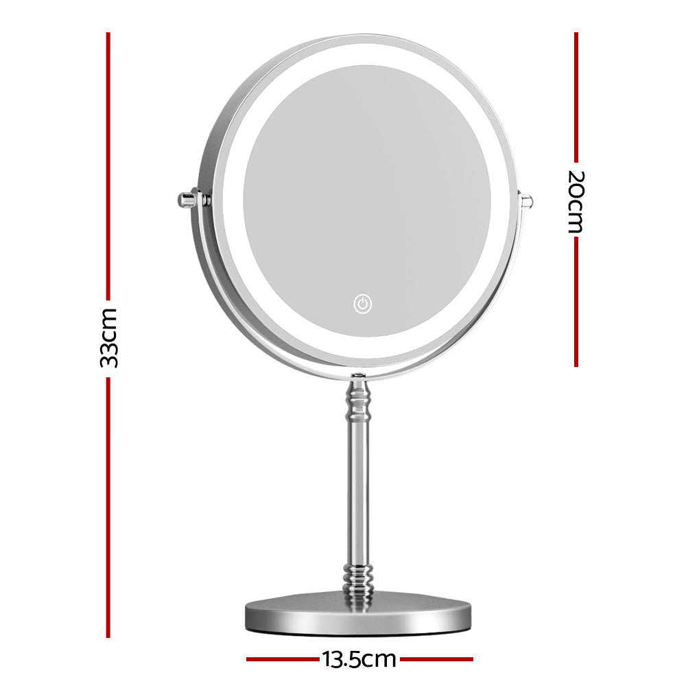 Marlook Makeup Mirror 20x20cm 10X Magnifying with LED Light Rotation Tabletop