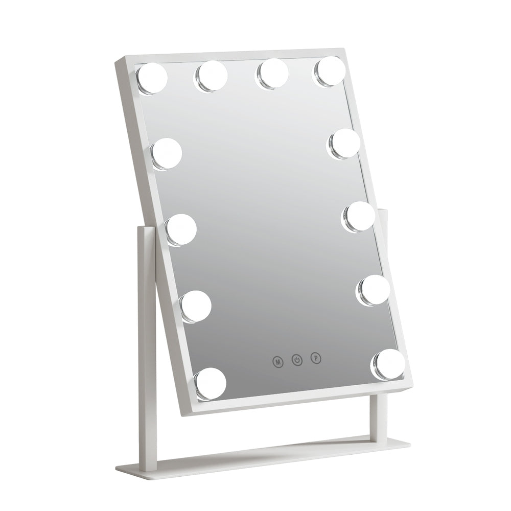 Marlook Makeup Mirror 30x41cm Hollywood Vanity with LED Light Rotation Tabletop