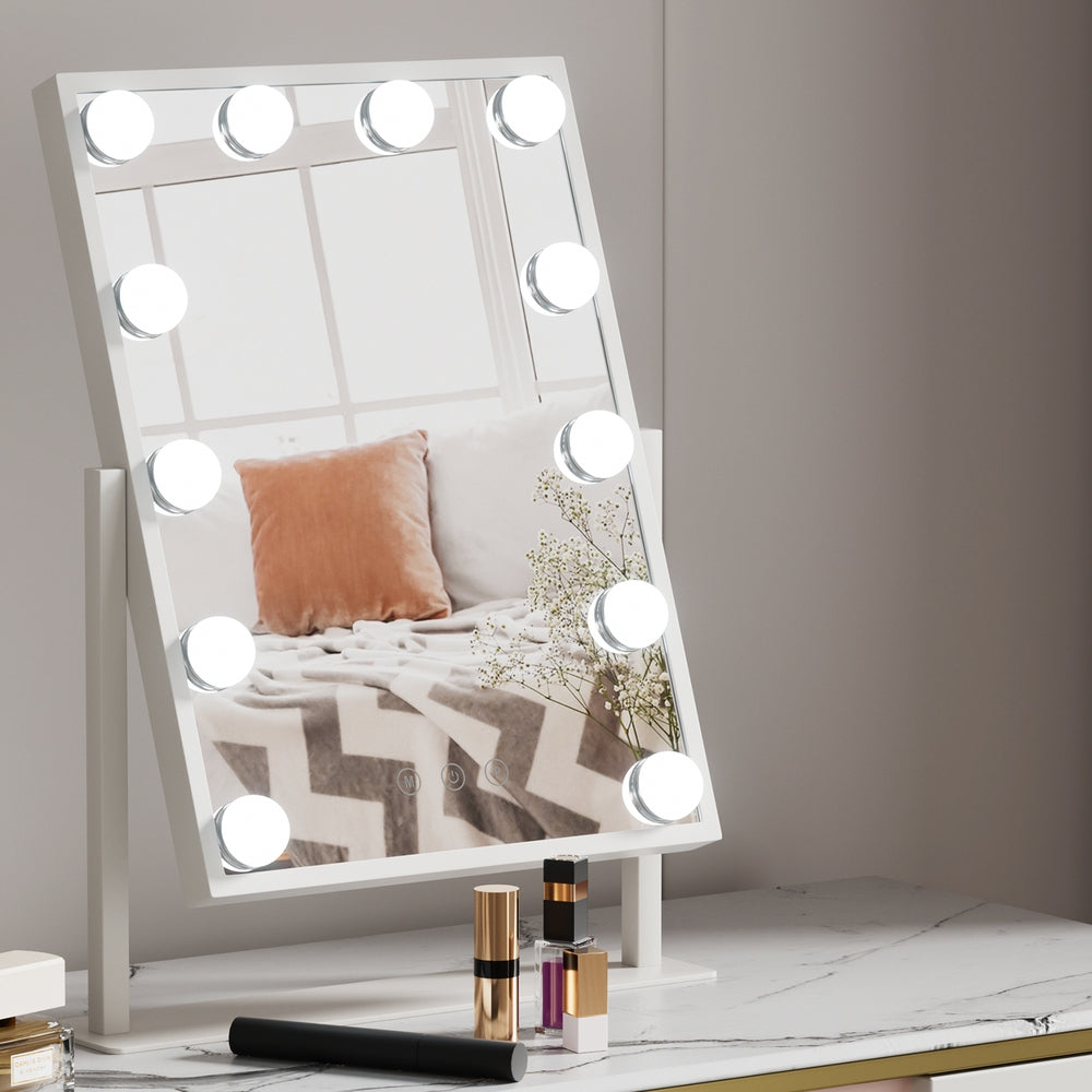 Marlook Makeup Mirror 30x41cm Hollywood Vanity with LED Light Rotation Tabletop