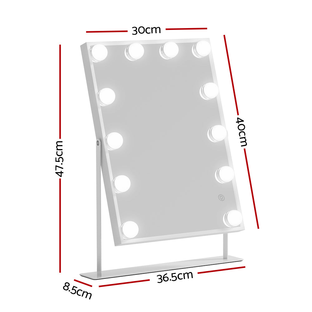 Marlook Bluetooth Makeup Mirror 30x40cm Hollywood Vanity with LED Light White