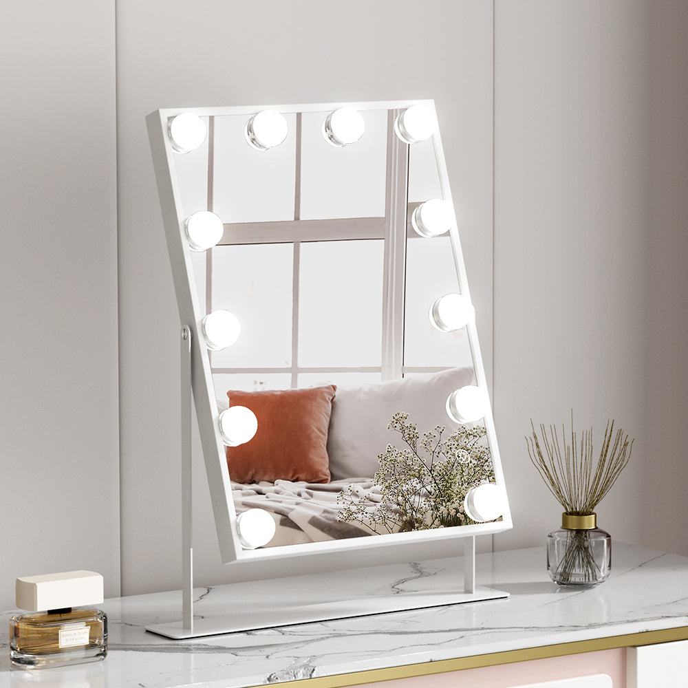 Marlook Bluetooth Makeup Mirror 30x40cm Hollywood Vanity with LED Light White