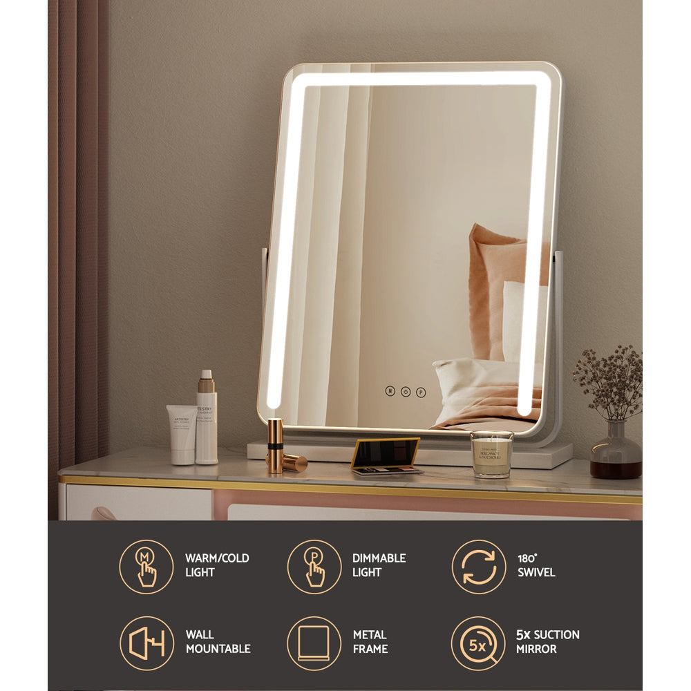 Marlook Makeup Mirror 40x50cm Hollywood Vanity with LED Light Strip Rotation